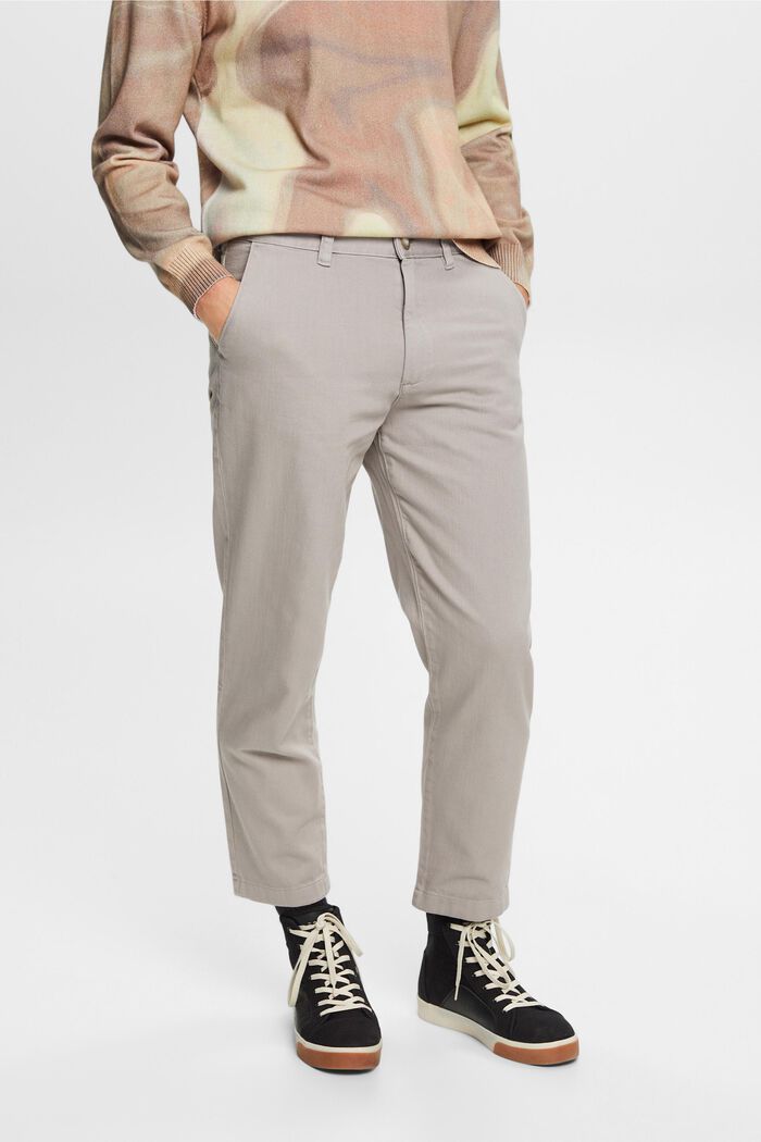 Luźne spodnie bawełniane zwężane ku dołowi, LIGHT GREY, detail image number 0