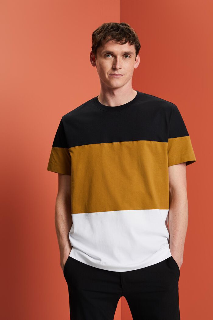 T-shirt w bloki kolorów, 100% bawełny, BLACK, detail image number 0
