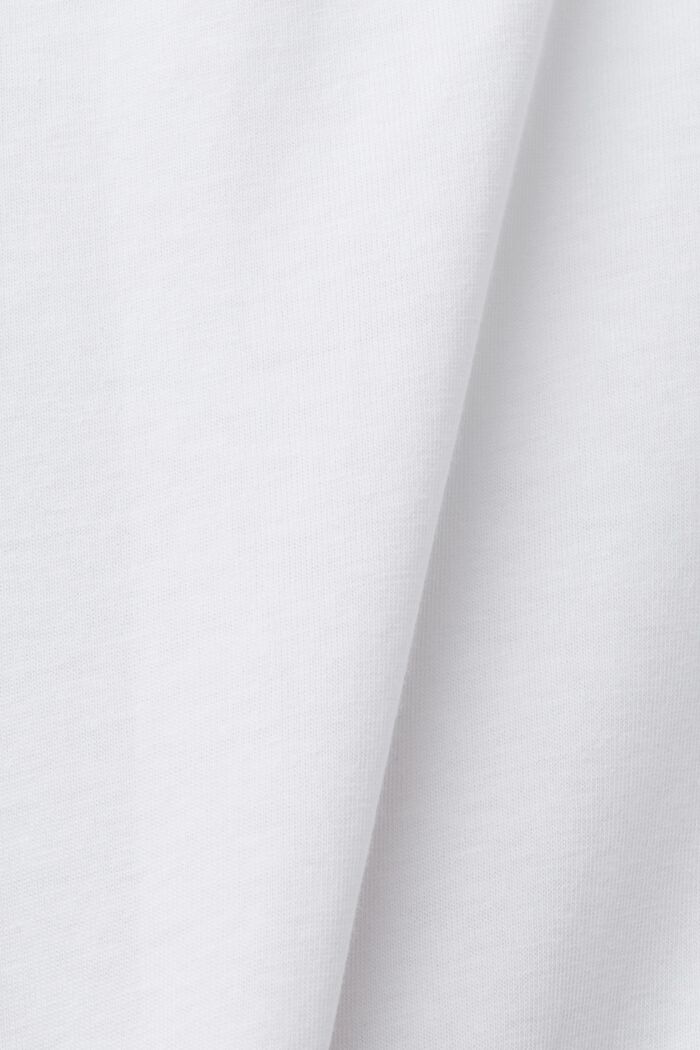 Bawełniany t-shirt z nadrukiem na przodzie, WHITE, detail image number 5