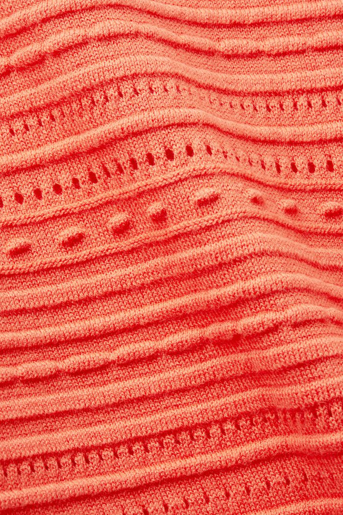 Sweter z krótkim rękawem, 100% bawełny, CORAL ORANGE, detail image number 5