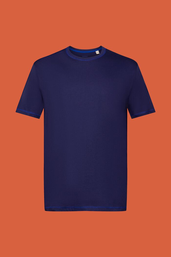Dżersejowy T-shirt z kontrastowymi szwami, DARK BLUE, detail image number 6
