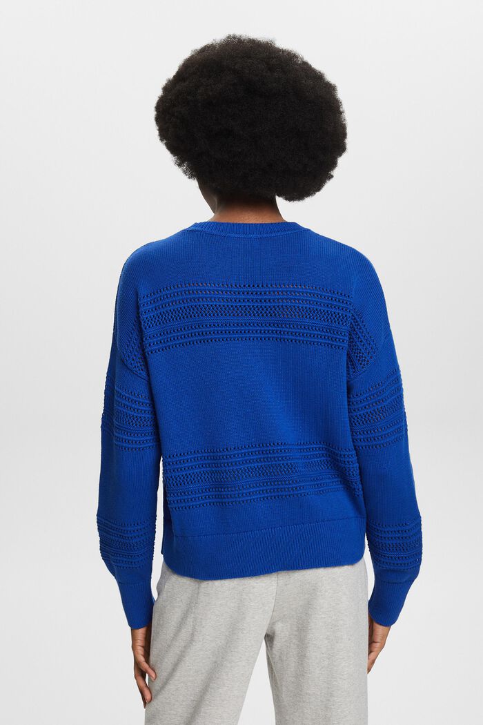 Ażurowy sweter z okrągłym dekoltem, BRIGHT BLUE, detail image number 2