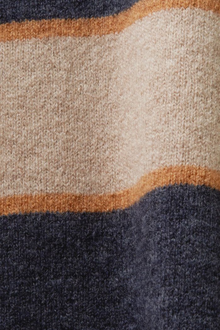 Sweter w paski z mieszanki wełnianej, NAVY, detail image number 6