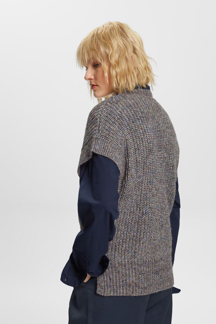 Sweter bez rękawów z prążkowanej dzianiny, DARK GREY, detail image number 3