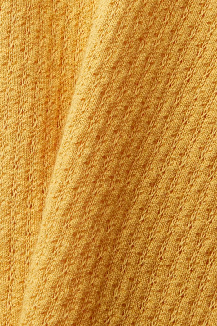 Sweter polo z wzorem pointelle, mieszanka jedwabiu, SUNFLOWER YELLOW, detail image number 5