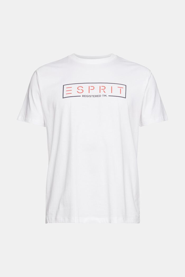 Jerseyowy T-shirt z logo, 100% bawełny, WHITE, overview