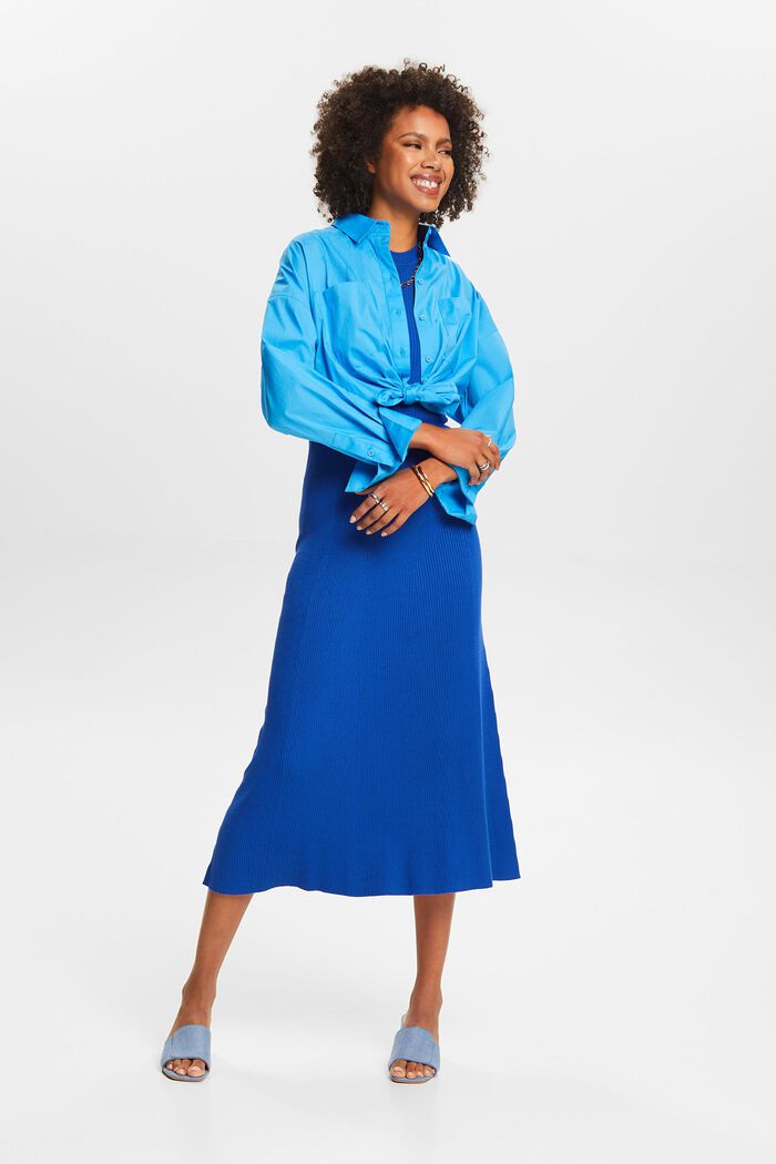 Prążkowana sukienka midi bez rękawów, BRIGHT BLUE, detail image number 1