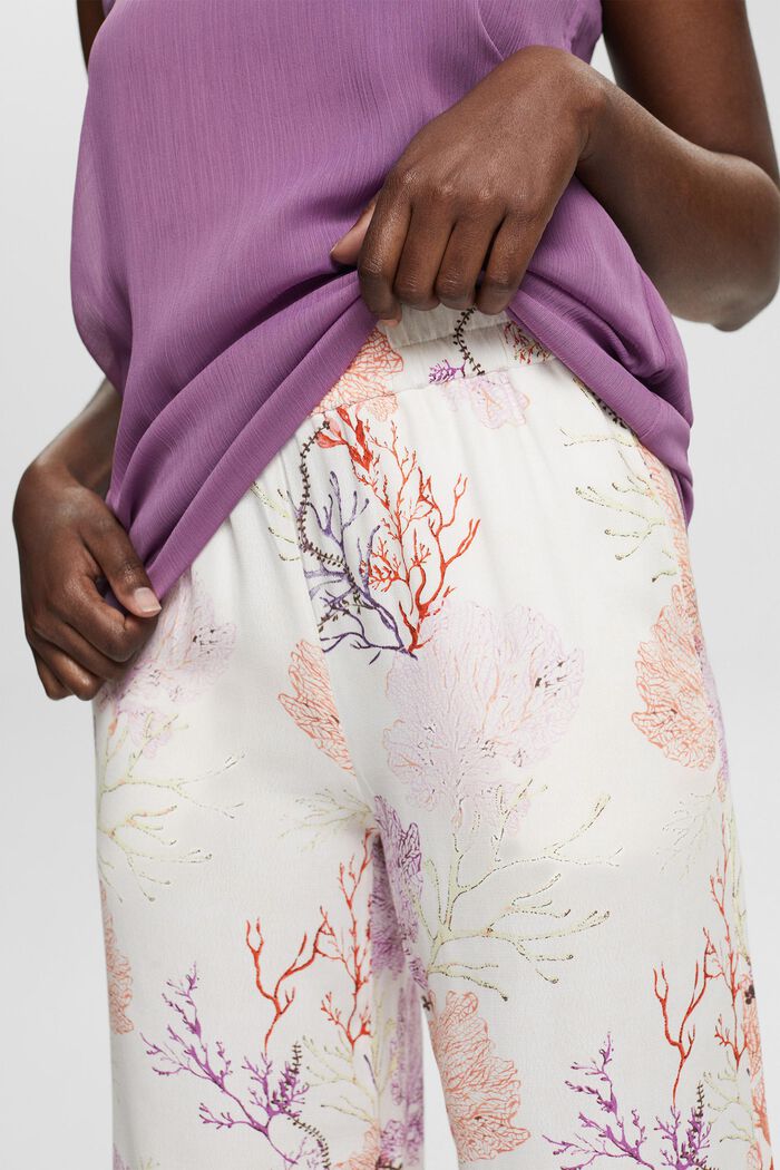 Cienkie spodnie z szerokimi nogawkami i nadrukiem, OFF WHITE, detail image number 2