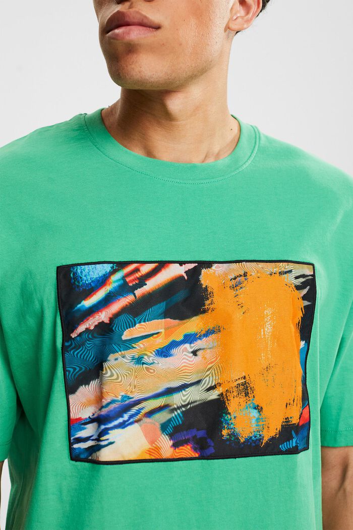 T-shirt z dżerseju z dużą naszywką, GREEN, detail image number 2