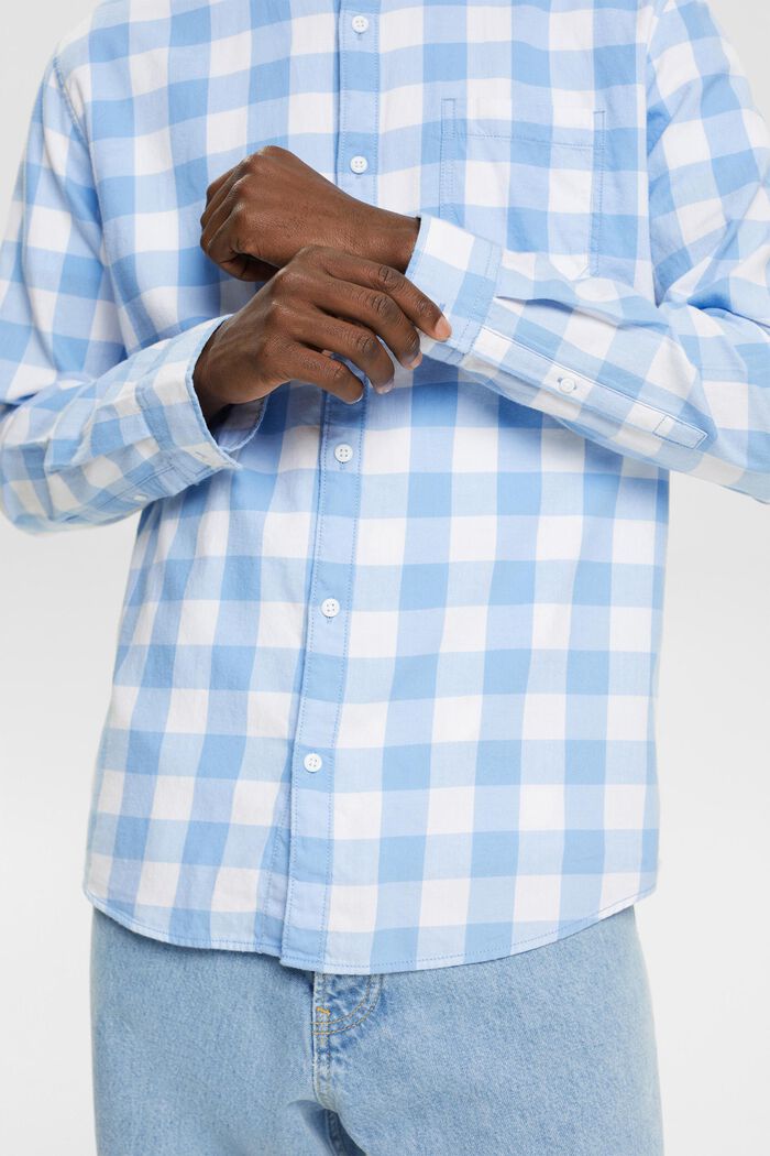 Flanelowa koszula w kratkę vichy ze zrównoważonej bawełny, BRIGHT BLUE, detail image number 4