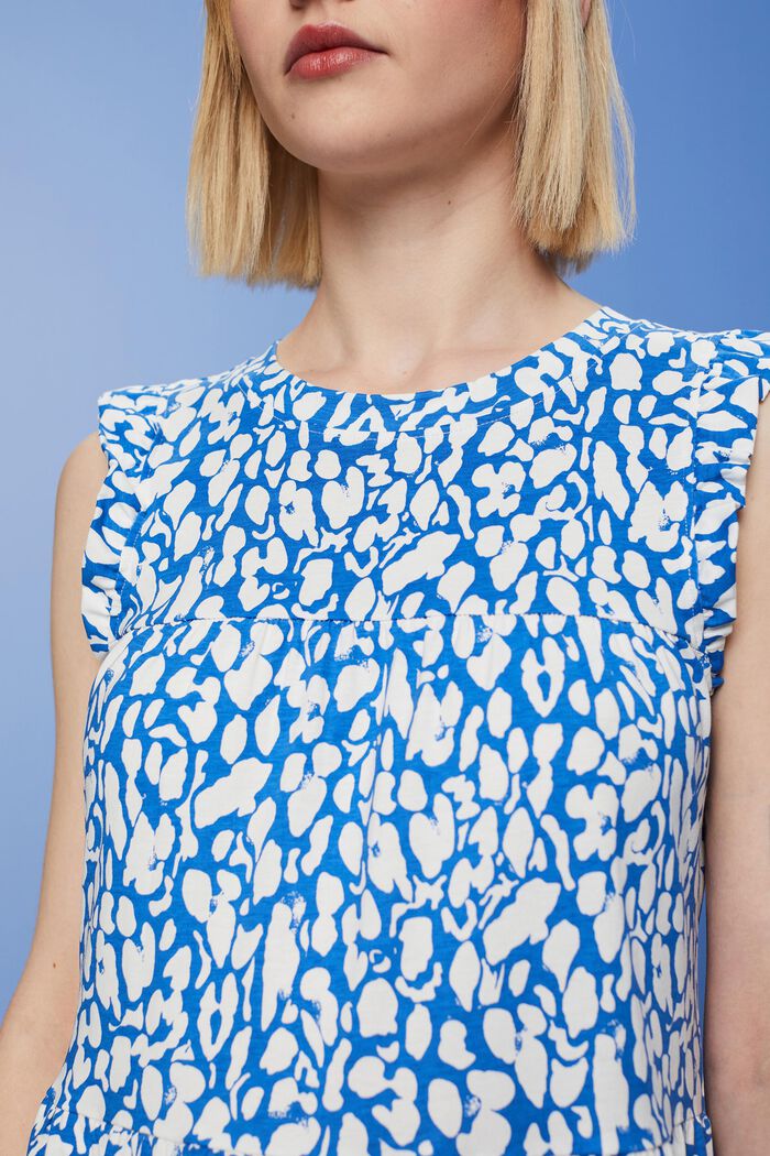 Wzorzysta sukienka midi z jerseyu, 100% bawełna, BRIGHT BLUE, detail image number 3