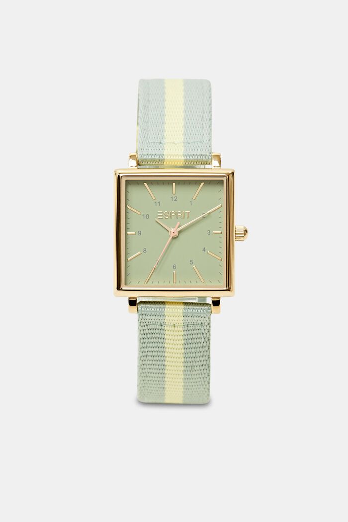 Zegarek ze stali nierdzewnej z materiałowym paskiem, GREEN, detail image number 0
