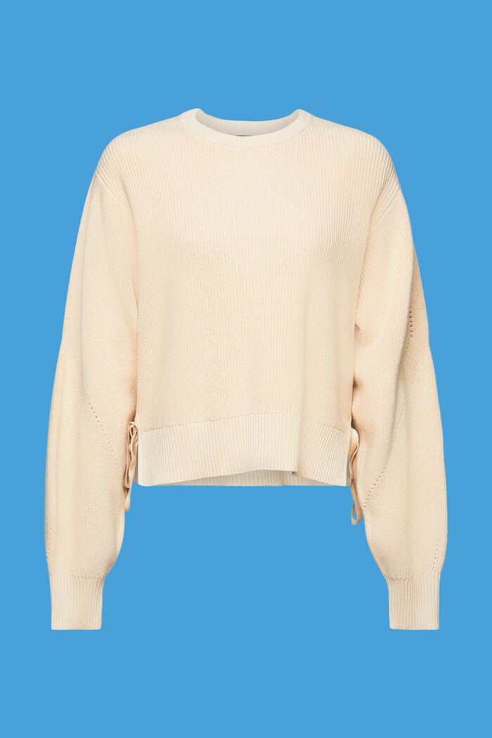 Sweter z koronkowym detalem z mieszanki z kaszmirem, SAND, detail image number 7
