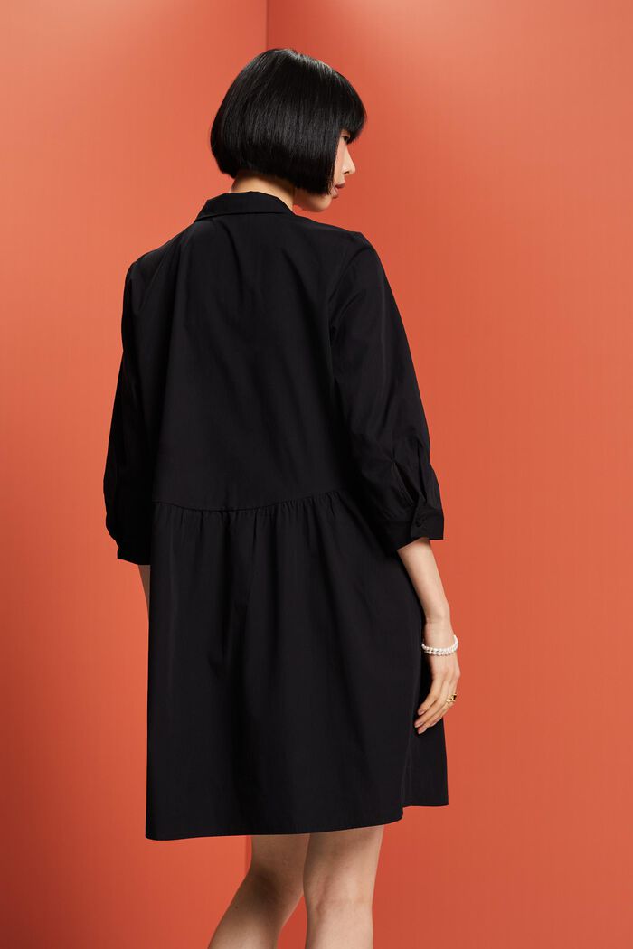 Sukienka o linii A z bawełny organicznej, BLACK, detail image number 3