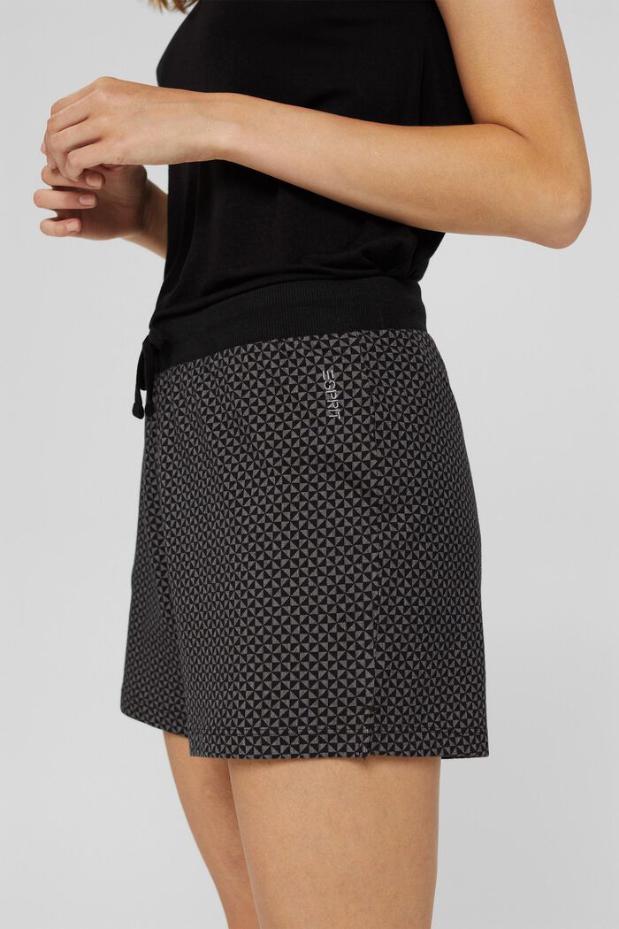 Wzorzyste szorty od piżamy, 100% bawełny ekologicznej, BLACK, detail image number 2