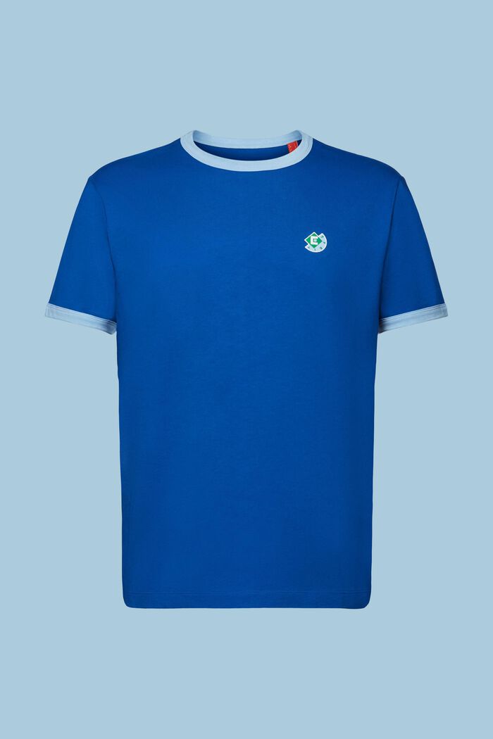 Bawełniany T-shirt z okrągłym dekoltem i logo, BRIGHT BLUE, detail image number 6