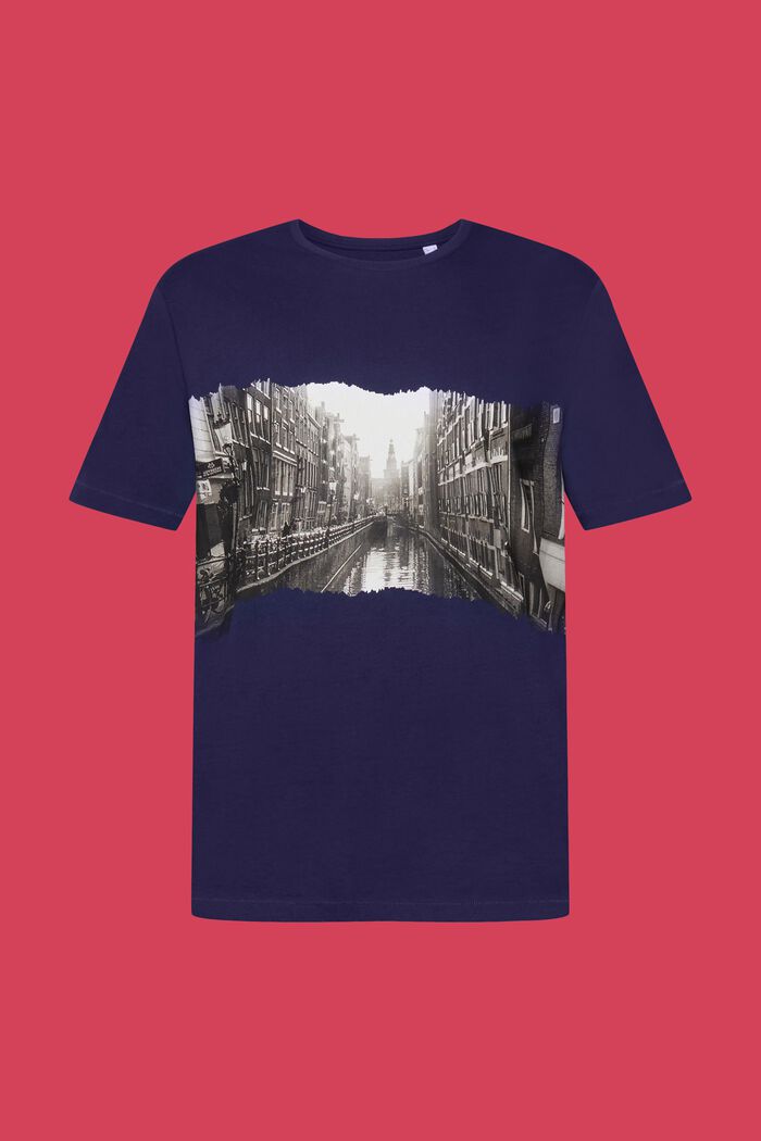 T-shirt z okrągłym dekoltem i nadrukiem, 100% bawełny, DARK BLUE, detail image number 6