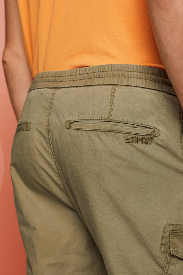 Spodnie bojówki na gumce, 100% bawełny, OLIVE, detail image number 4