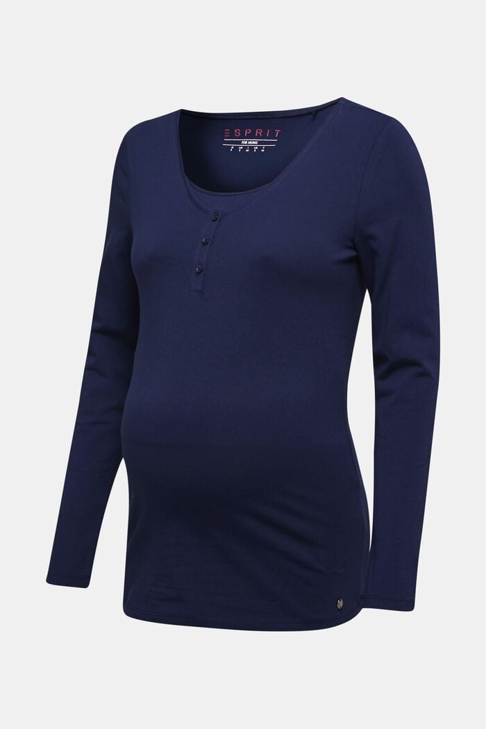 Bluzka z długim rękawem z listwą guzikową dla matek karmiących, NIGHT BLUE, overview
