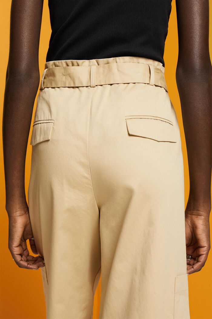 Spodnie bojówki z szerokimi nogawkami, SAND, detail image number 2