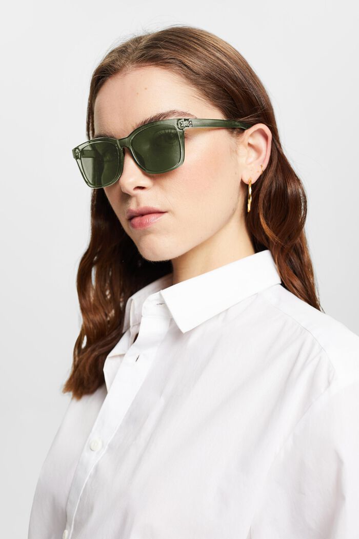 Kwadratowe okulary przeciwsłoneczne, OLIVE GREEN, detail image number 4