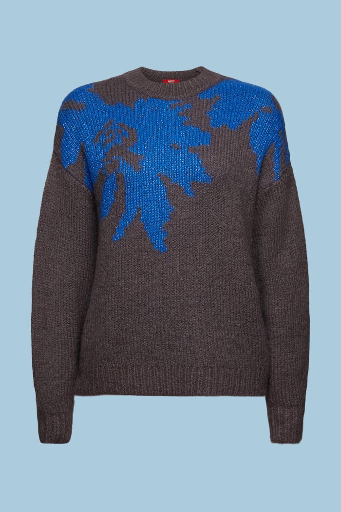 Sweter z metalicznym żakardowym wzorem, DARK GREY, detail image number 6