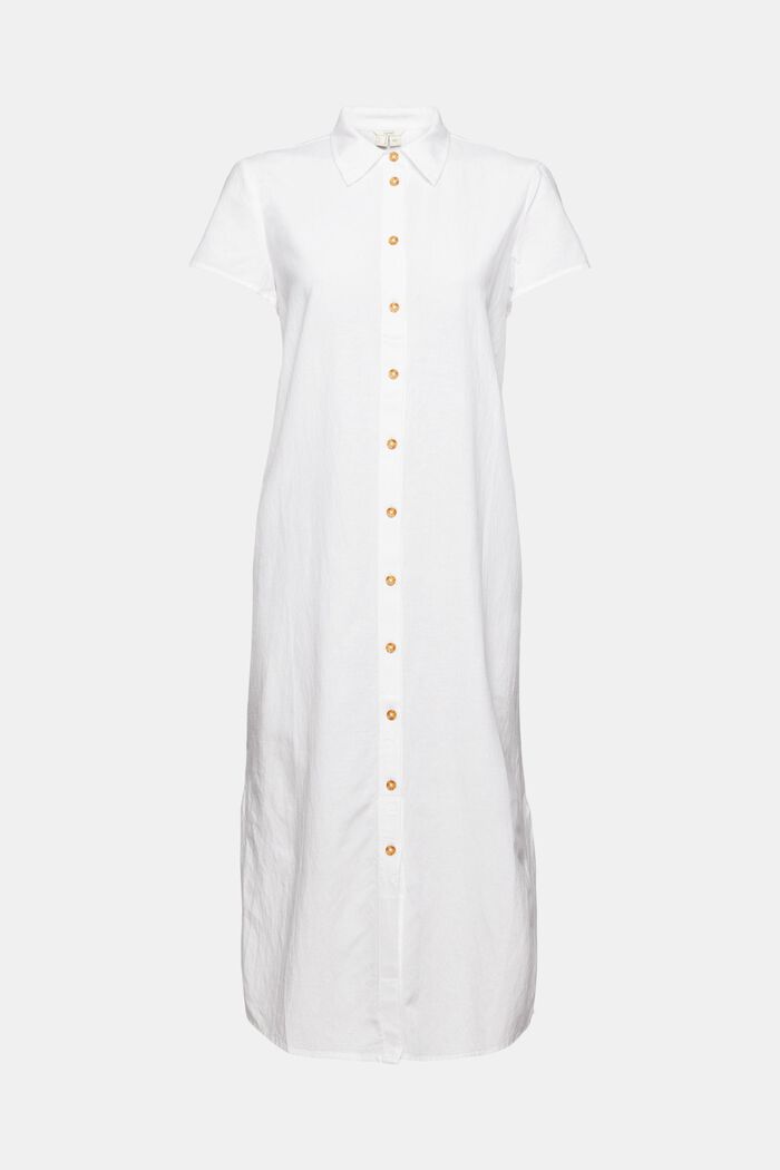 Długa sukienka koszulowa z lnem, WHITE, detail image number 5