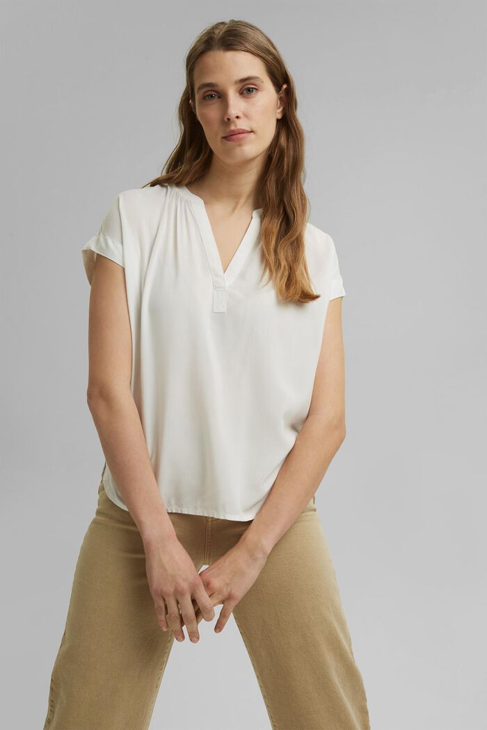 Bluzkowy top z przędzy LENZING™ ECOVERO™, OFF WHITE, overview