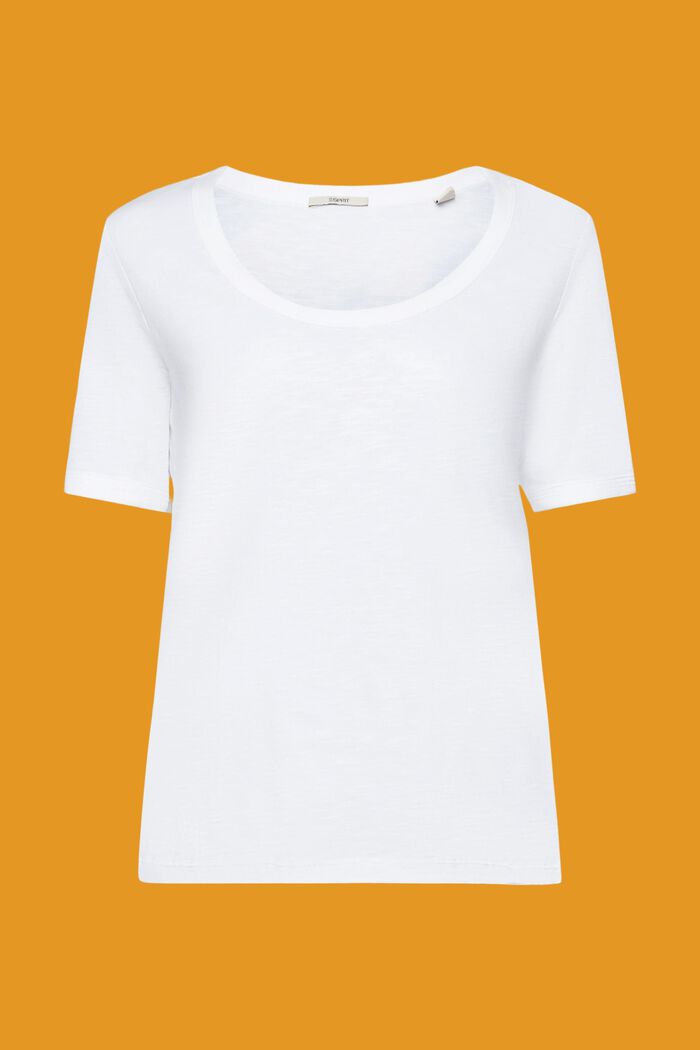 Bawełniany T-shirt z zaokrąglonym dekoltem, WHITE, detail image number 6