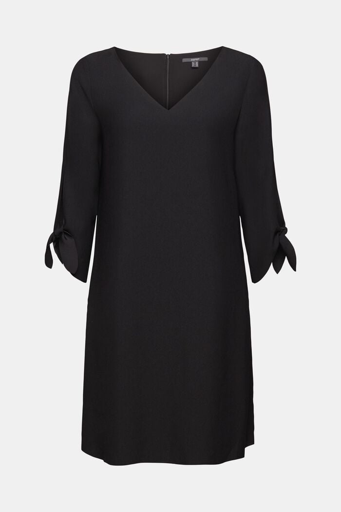 Sukienka z krepy, z laserowymi przycięciami, BLACK, detail image number 8