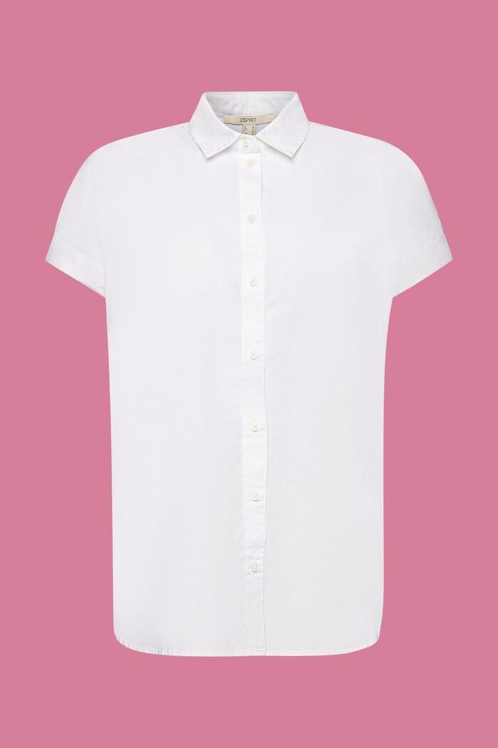 Koszulowa bluzka ze 100% bawełny, WHITE, detail image number 7