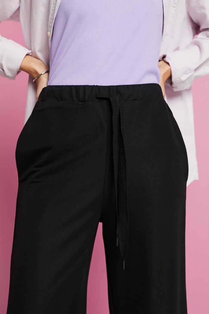 Spodnie bez zapięcia z szerokimi nogawkami, BLACK, detail image number 2