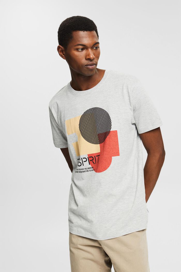 T-shirt z dżerseju z nadrukiem, mieszanka bawełny ekologicznej, LIGHT GREY, detail image number 0