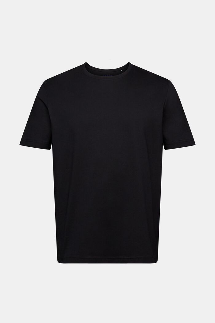 T-shirt z okrągłym dekoltem z jerseyu z bawełny, BLACK, detail image number 5