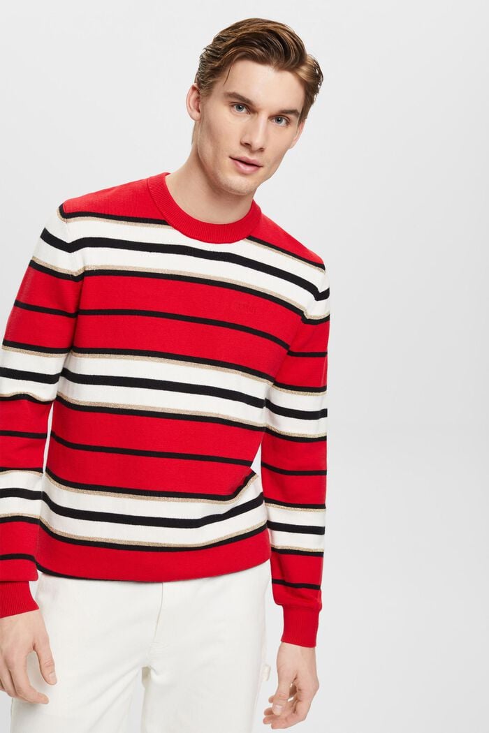 Sweter w paski z kaszmirem, RED, detail image number 0