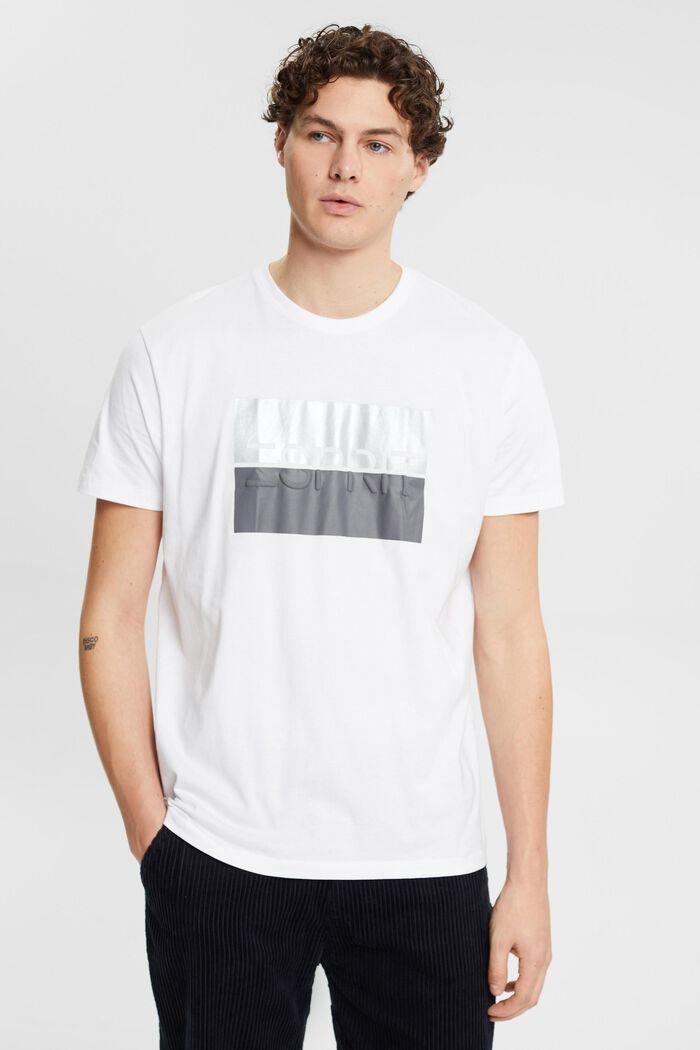 T-shirt z wytłoczonym logo, WHITE, detail image number 0