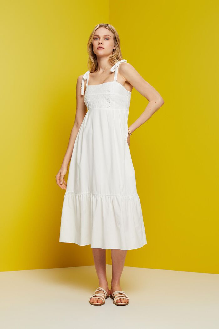 Sukienka midi z haftem, LENZING™ ECOVERO™, WHITE, detail image number 4