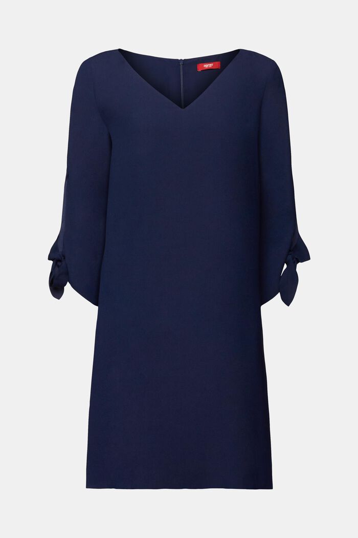 Sukienka z krepy, z laserowymi przycięciami, DARK BLUE, detail image number 5
