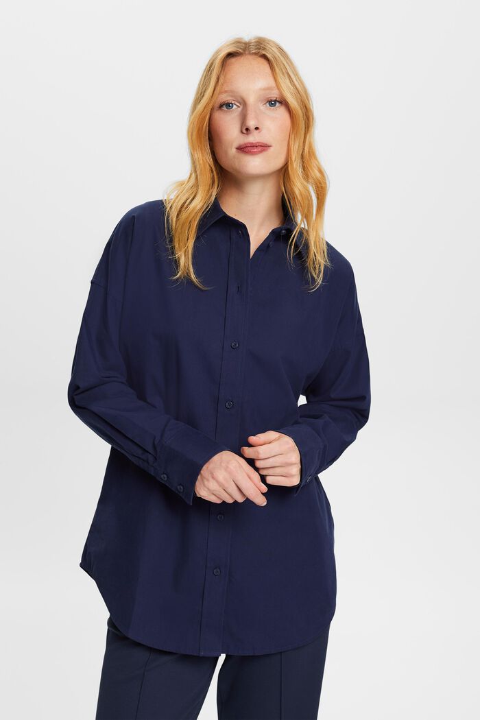 Bluzka koszulowa oversize, DARK BLUE, detail image number 0