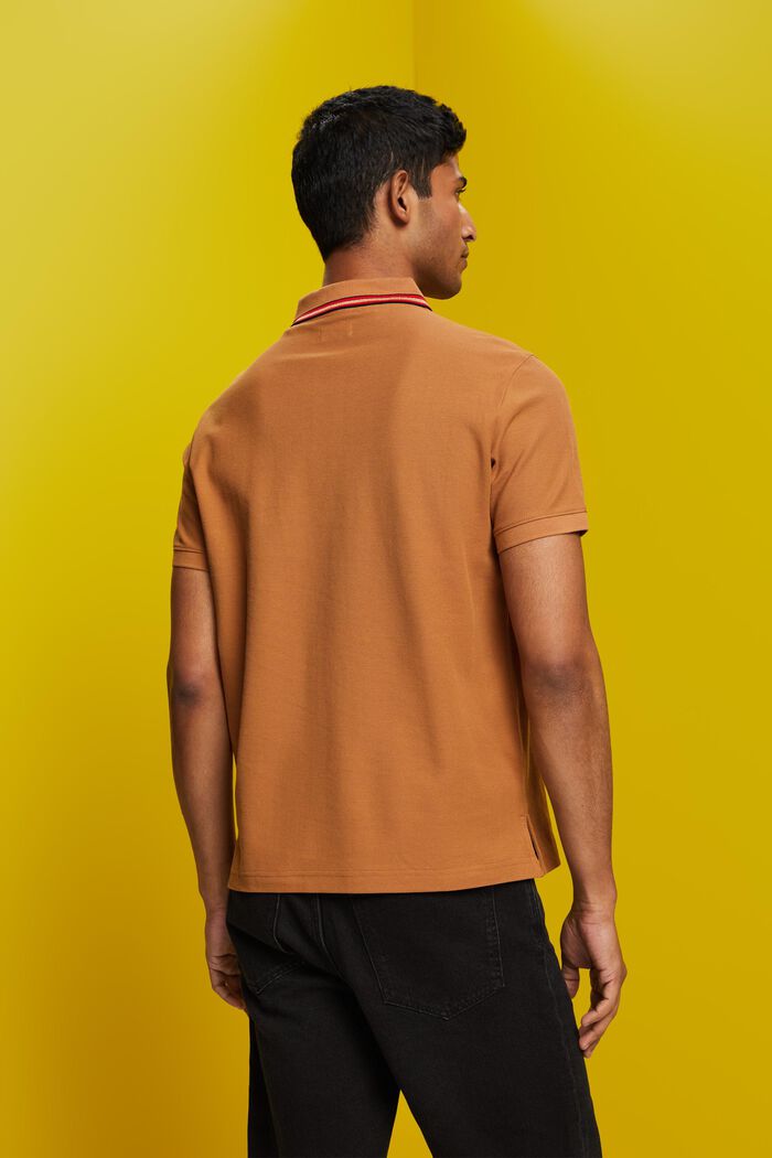 Koszulka polo z piki z połyskiem, 100% bawełna, CAMEL, detail image number 3