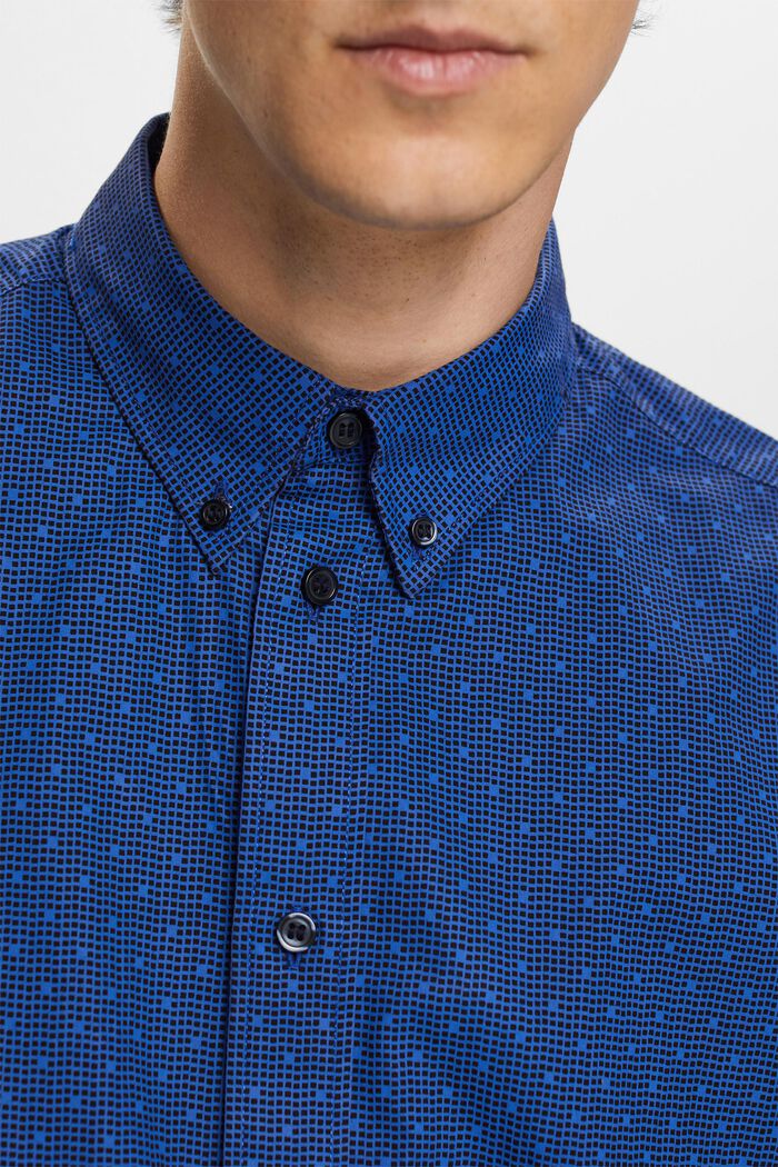 Wzorzysta koszula z przypinanym kołnierzykiem, 100% bawełny, BRIGHT BLUE, detail image number 2