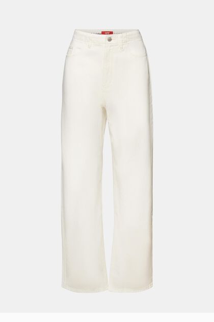 Spodnie z diagonalu z szerokimi nogawkami, 100% bawełna