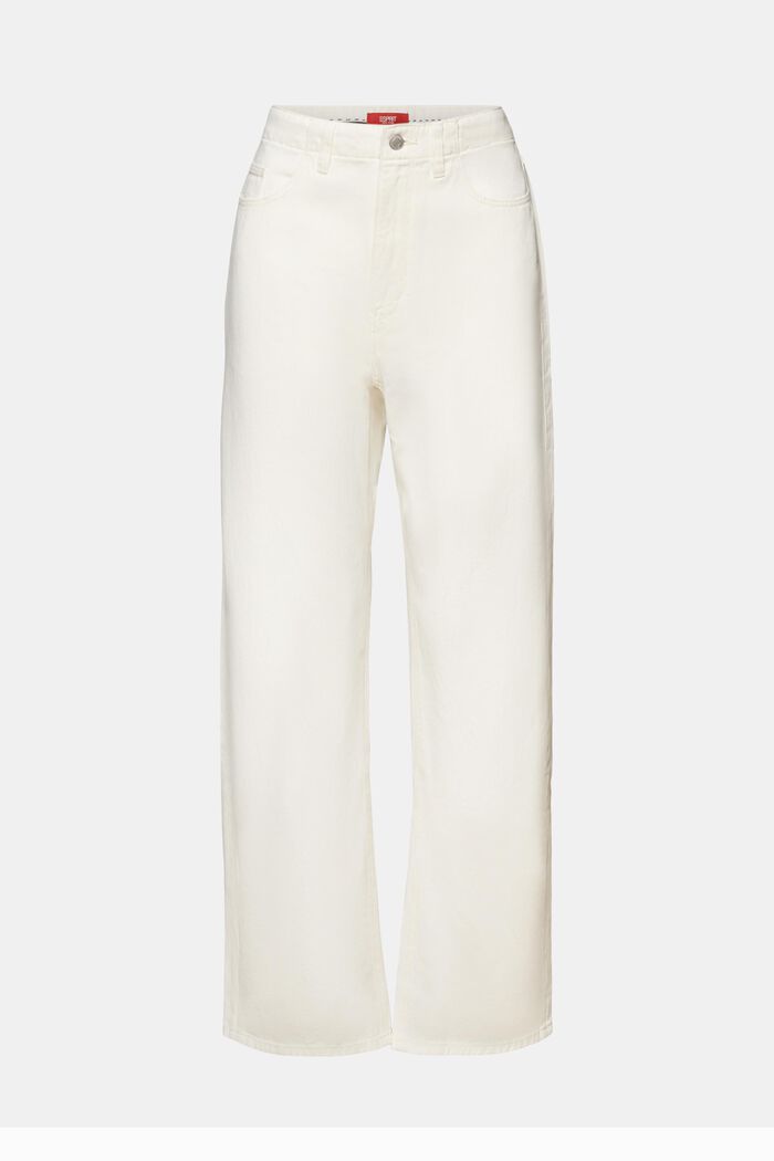 Spodnie z diagonalu z szerokimi nogawkami, 100% bawełna, OFF WHITE, detail image number 8