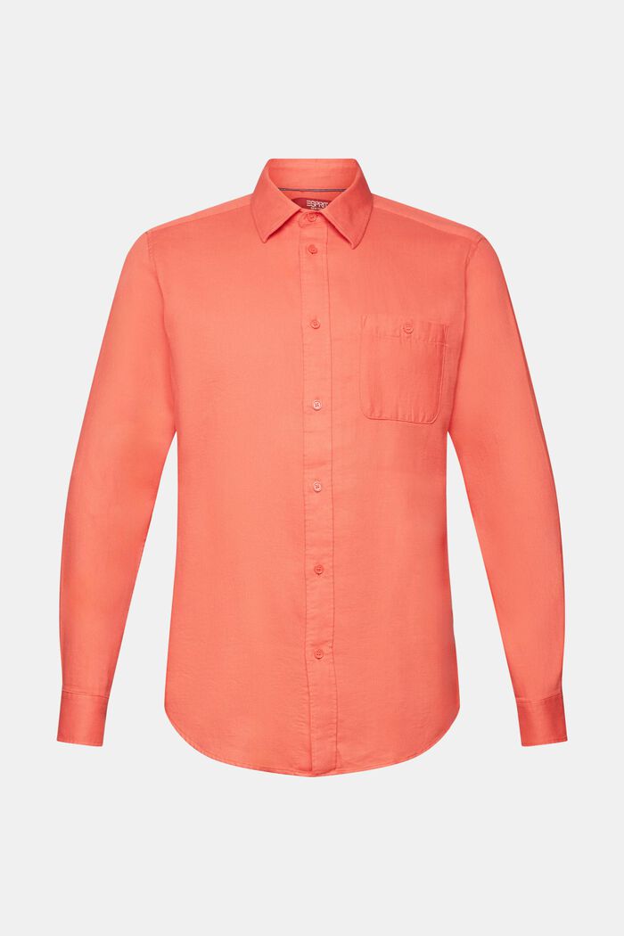 Fakturowana koszulka o fasonie slim fit, 100% bawełny, CORAL RED, detail image number 6