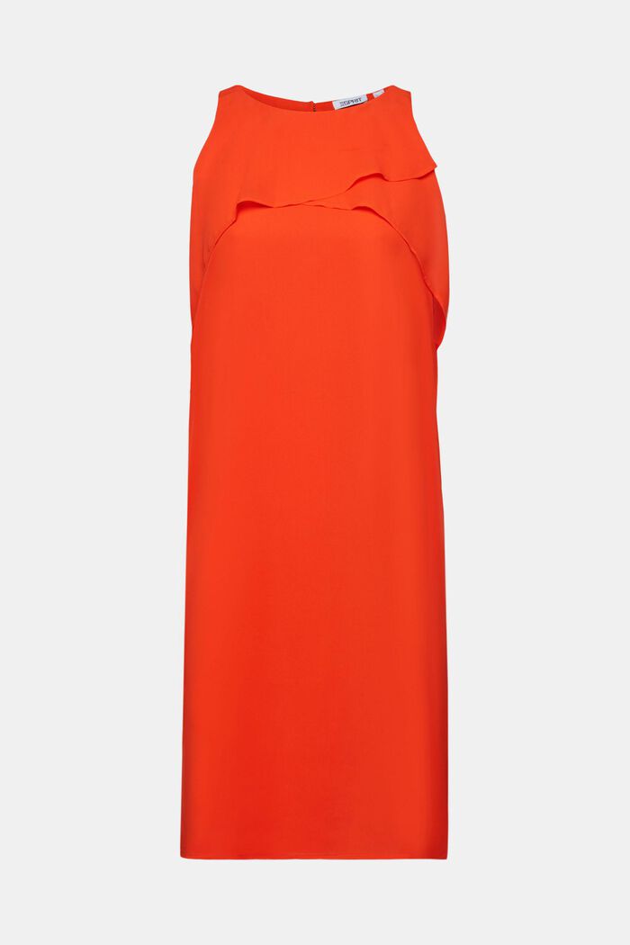Sukienka mini bez rękawów z szyfonowej krepy, BRIGHT ORANGE, detail image number 7