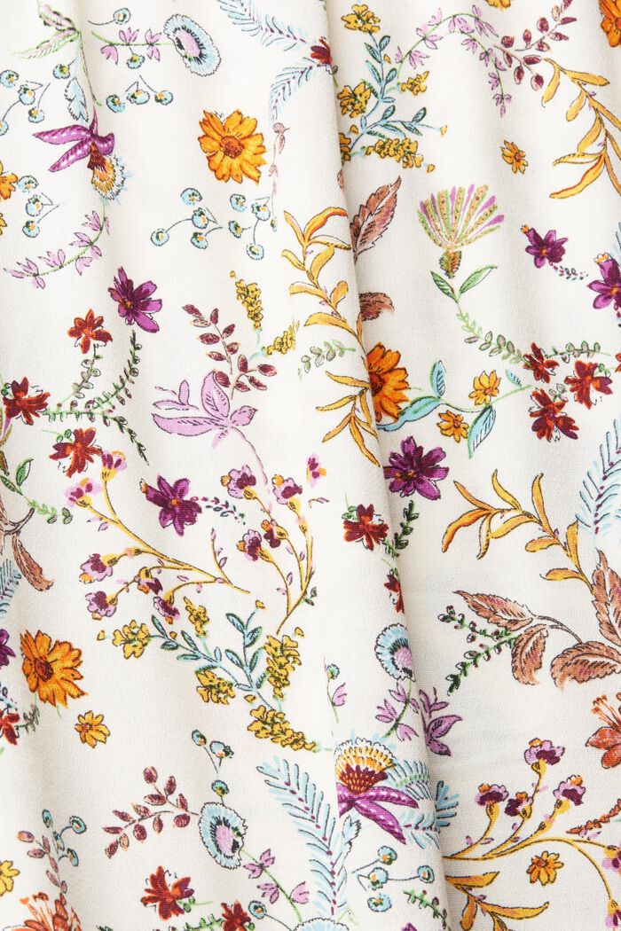 Spódnica midi z kwiatowym wzorem i falbanami na brzegach, CREAM BEIGE, detail image number 4