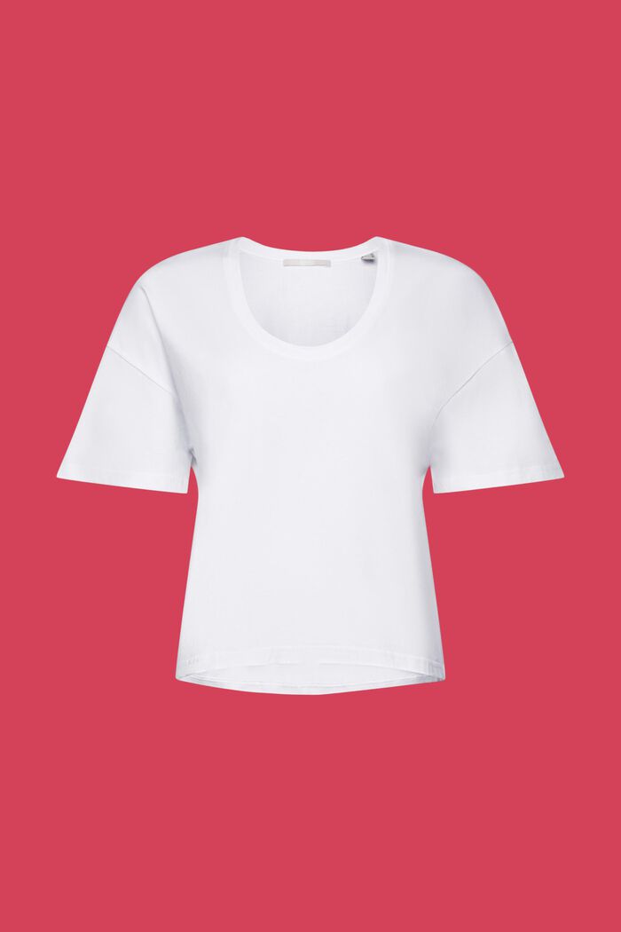 Krótki T-shirt oversize w paski, 100% bawełny, WHITE, detail image number 5