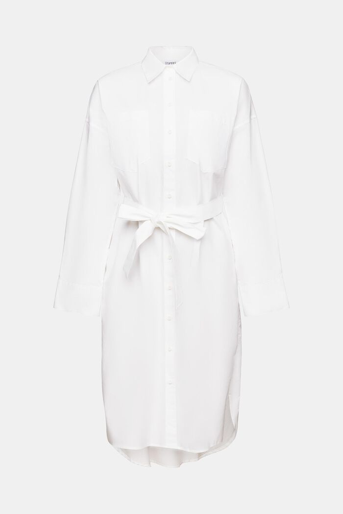 Sukienka koszulowa z popeliny w paski, WHITE, detail image number 6
