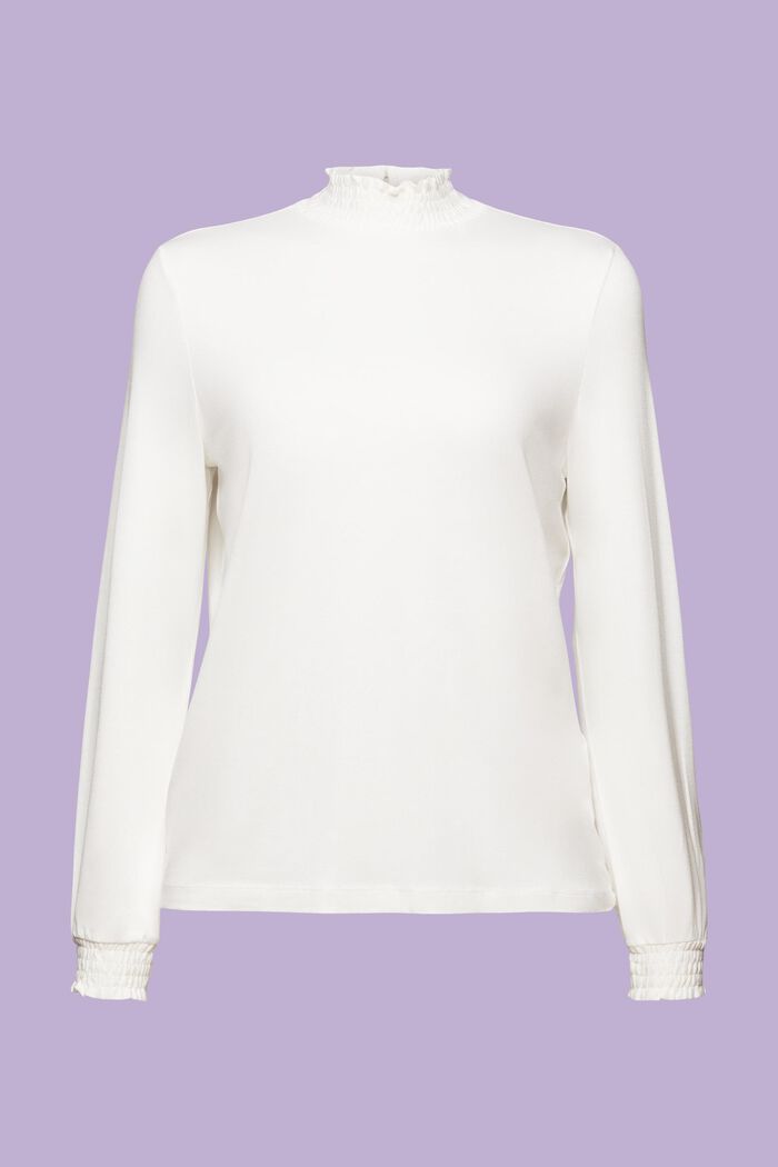 Bluzka z długim rękawem i marszczeniami, LENZING™ ECOVERO™, OFF WHITE, detail image number 7