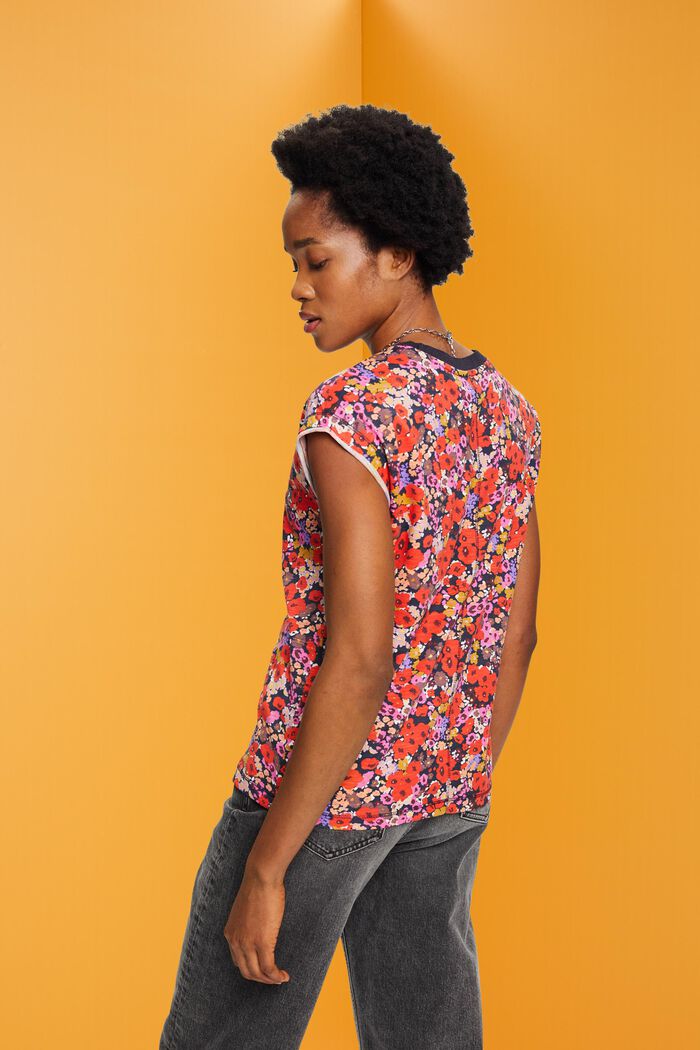Koszulka bez rękawów z kwiatowym wzorem, NAVY COLORWAY, detail image number 3